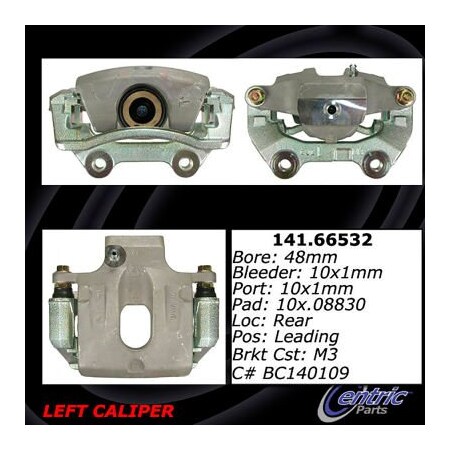 Centric Centric Semi-Loaded Brake Caliper with New Phenolic Pistons, Centric Parts 141.66532 141.66532